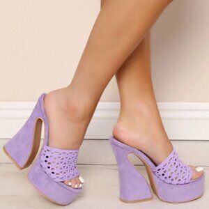 Fashion Nova  Funky Purple Platformed Mules Size 9